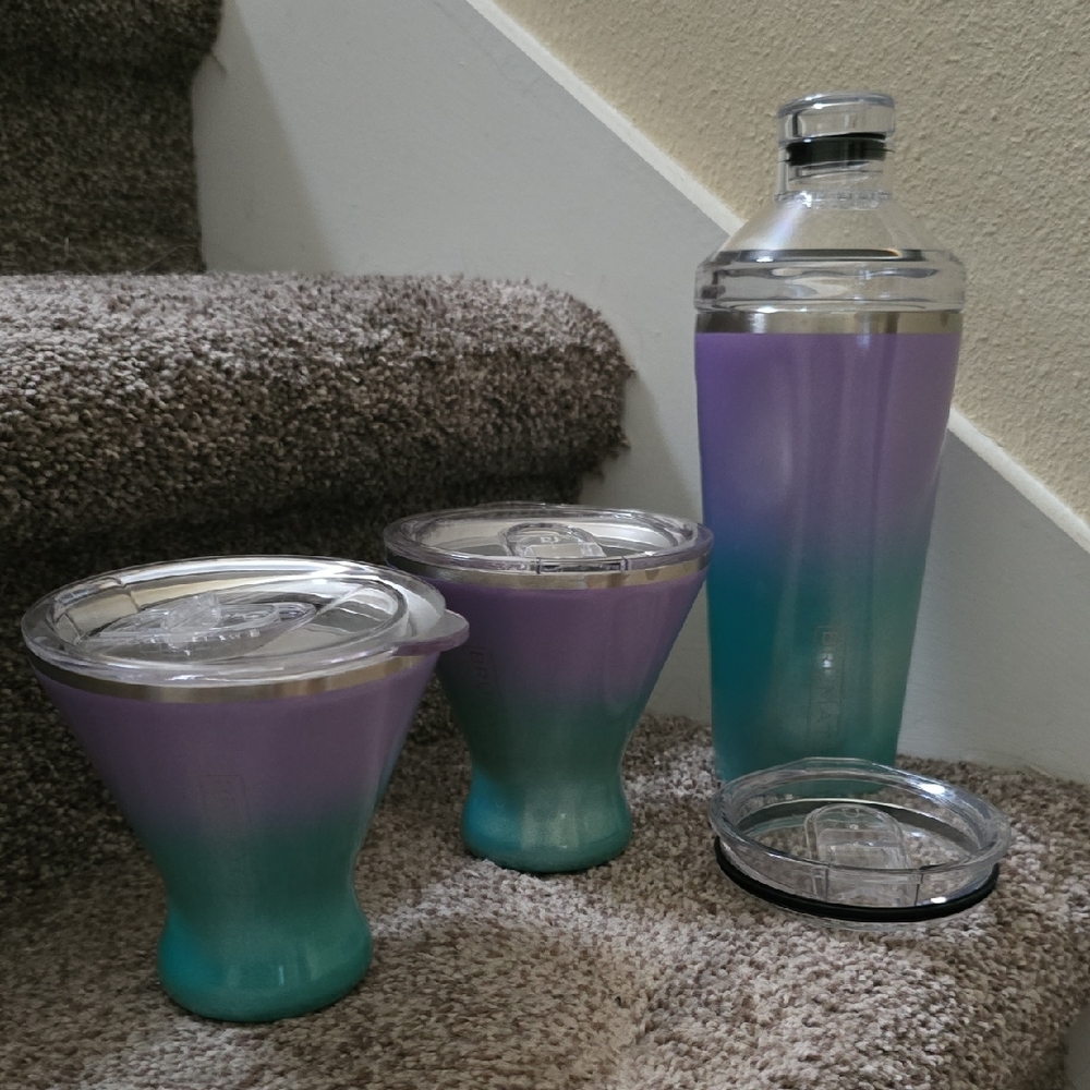 Gradient Purple and Teal Drinkware Set